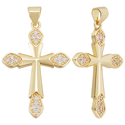 6 кулоны из латуни с прозрачным кубическим цирконием, крест очарование