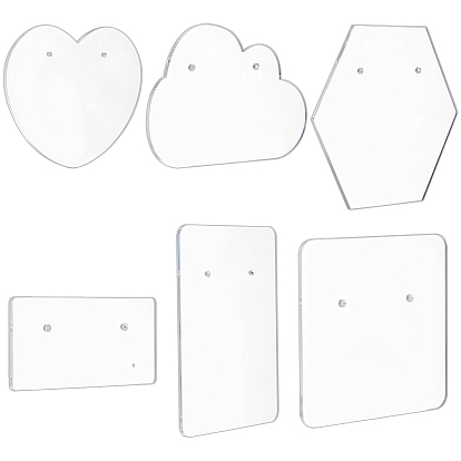 6 Pcs 6 Style Acrylic Earring Displays, Mixed Shapes