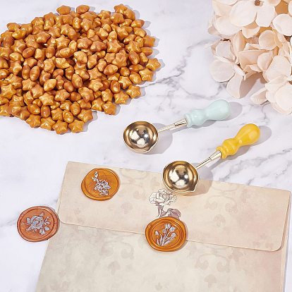CRASPIRE DIY Scrapbook Making Kits, Including Sealing Wax Particles, Paraffin Candles and Beech Handle Wax Sealing Stamp Melting Brass Spoon