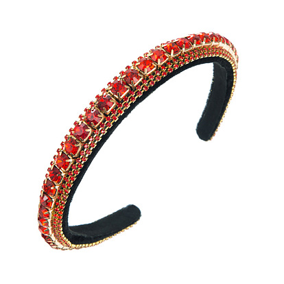 Baroque Velvet Headband with Sparkling Rhinestones, Fashionable and Versatile Hair Accessory for Women