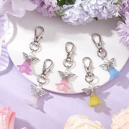 Decoraciones colgantes de ángel acrílico, dijes con cierres giratorios de aleación para adornos de bolsos