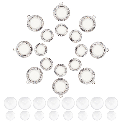 Наборы для изготовления плоских круглых подвесок своими руками, в том числе 304 оправа кабошон из нержавеющей стали, прозрачный полукруглый стеклянные кабошоны