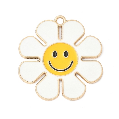 Подвески из эмали и сплава, цветок с улыбающимся лицом