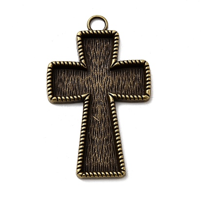 Кулон тибетского стиля для поставки эмали и кабошона, без свинца и без кадмия, крестик, 70x43x4 мм, отверстие : 6 мм