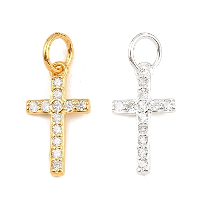 925 подвески-крестики из стерлингового серебра с прозрачными кубическими цирконами, с прыжковых колец