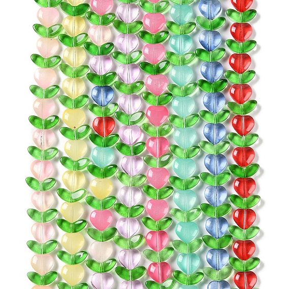 Прозрачные стеклянные бусины, листьев и сердца