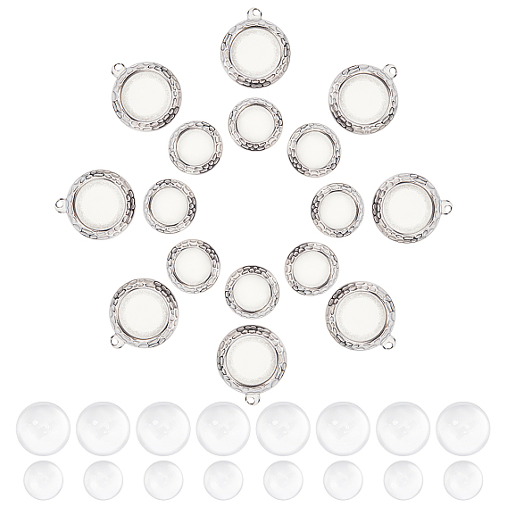 Наборы для изготовления плоских круглых подвесок своими руками, в том числе 304 оправа кабошон из нержавеющей стали, прозрачный полукруглый стеклянные кабошоны