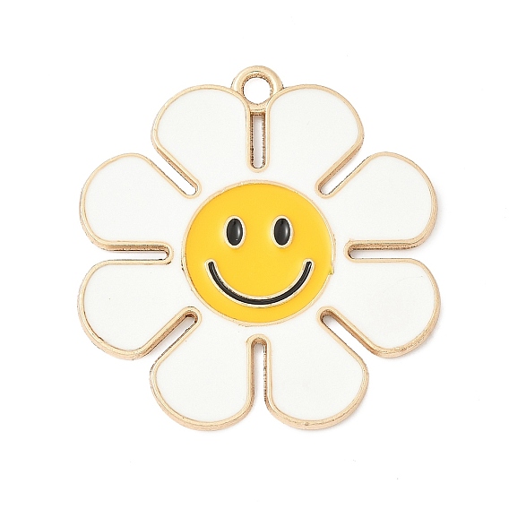 Подвески из эмали и сплава, цветок с улыбающимся лицом