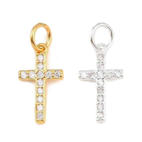 925 подвески-крестики из стерлингового серебра с прозрачными кубическими цирконами, с прыжковых колец