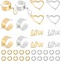 Набор для самостоятельного изготовления кольца-манжеты с подвеской в виде любви, включая кольцевое основание петли из нержавеющей стали, 304 подвески и прыгающие кольца из нержавеющей стали