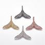 Brass Micro Pave Cubic Zirconia Pendants, Whale Tail Shaped