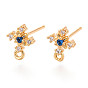 Крест латунный микропаве кубический цирконий серьги-гвоздики фурнитура, долговечный, без никеля 