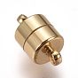 Brass Magnetic Clasps with Loops, Long-Lasting Plated, Column
