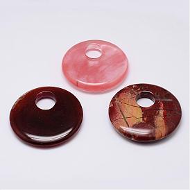 Natural Gemstone Pendants, Flat Round