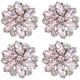 4шт. латунные стразы съемные пряжки для обуви клипсы, цветок