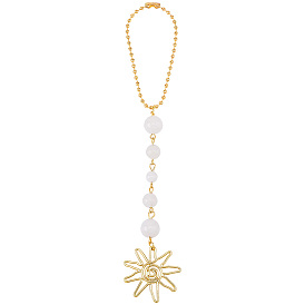 1Pc Alloy Sun Car Pendant Decorations, with Glass Beads