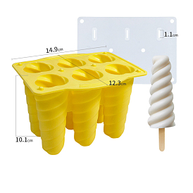 Silicone Ice-cream Stick Molds, with 6 Spiral-shaped Cavities, Reusable Ice Pop Molds Make