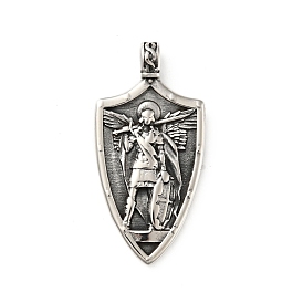 304 Stainless Steel Pendants, Sheild with Michael Archangel