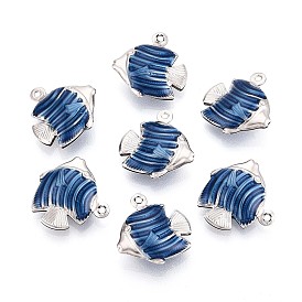 304 подвески из нержавеющей стали, с эмалью, рыба, цвет нержавеющей стали