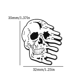 Skull Head Black Alloy Brooches, Enamel Pins, for Backpack Cloth, Halloween Skull