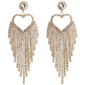 Sparkling Heart-shaped Dangle Earrings with Tassels for Women - Exquisite and Dreamy Ear Jewelry
