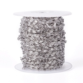 304 Stainless Steel Dapped Chains, Cable Chains, Soldered, with Spool, Flat Oval