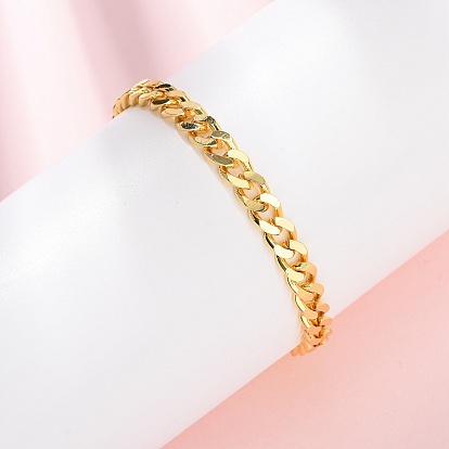 Латунные кубинские звенья цепи браслеты для женщин, долговечный, стойки покрытие, без кадмия и без свинца