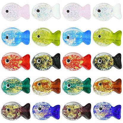 20 шт. 10 цвета фольгированные бусины ручной работы в виде рыбок, с эмалью, градиент цвета