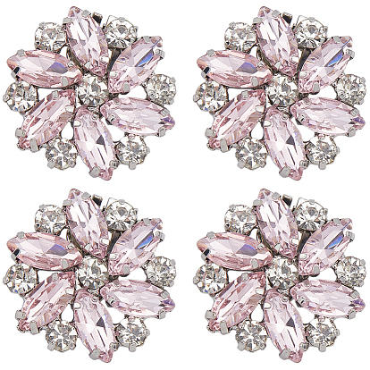 4шт. латунные стразы съемные пряжки для обуви клипсы, цветок