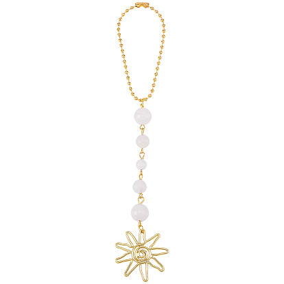 1Pc Alloy Sun Car Pendant Decorations, with Glass Beads