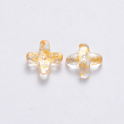 Transparent Spray Painted Glass Beads, Clover