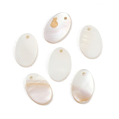 Oval Freshwater Shell Charms, 15x10x2mm, Hole: 1mm