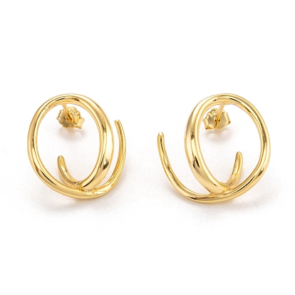 925 Sterling Silver Stud Earrings, with Ear Nuts, Ring