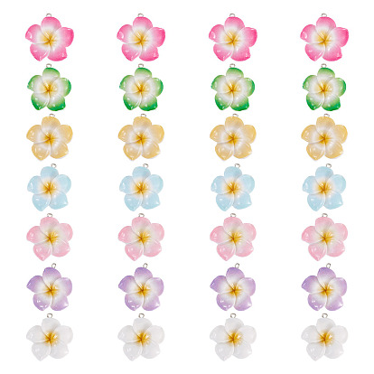 28 шт 7 цвета подвески из непрозрачной смолы, цветок с платиновой железной петлей