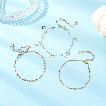 Круглые цепочки из искусственного жемчуга и 304 цепочки из нержавеющей стали, наборные браслеты для женщин