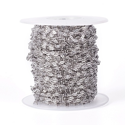 304 Stainless Steel Dapped Chains, Cable Chains, Soldered, with Spool, Flat Oval