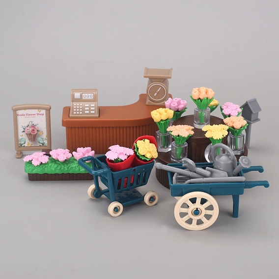Пластиковые миниатюрные украшения, аксессуары для кукольного домика с микро-ландшафтом, цветочный магазин