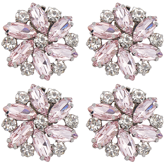 4шт. латунные стразы съемные пряжки для обуви клипсы, цветок