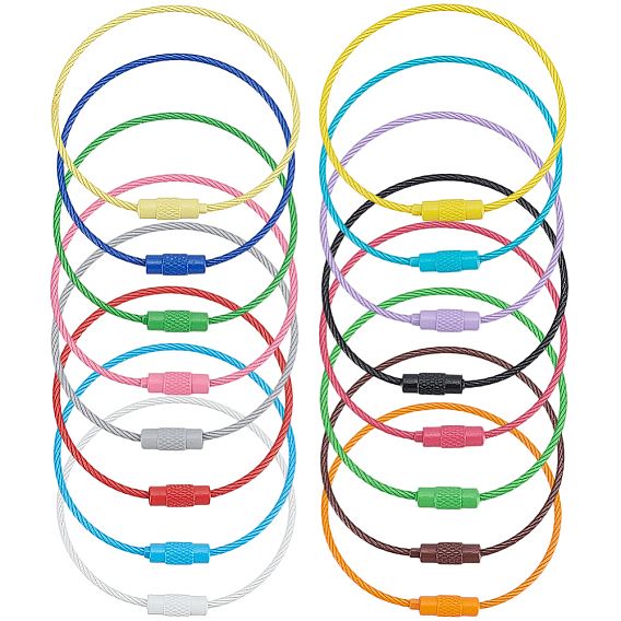 64 шт. 16 цвета краска для выпечки нержавеющая сталь трос проволока брелки, с винтовыми зажимами