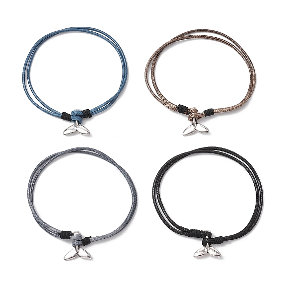 Браслеты с подвесками из сплава «рыбий хвост кита», корейские браслеты из вощеного полиэфирного шнура для мужчин