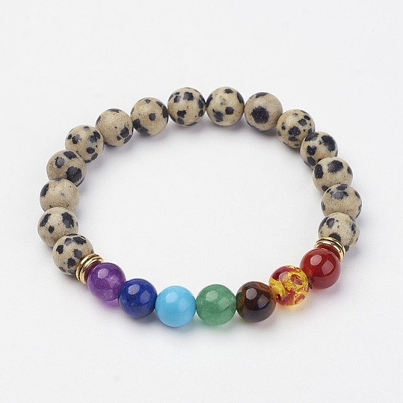 Драгоценный камень бисером браслеты простирания, со сплавочной фурнитурой, круглые