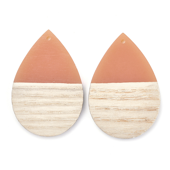 Resin & Walnut Wood Pendants, Teardrop