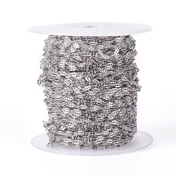 304 Stainless Steel Dapped Chains, Cable Chains, Soldered, with Spool, Flat Oval