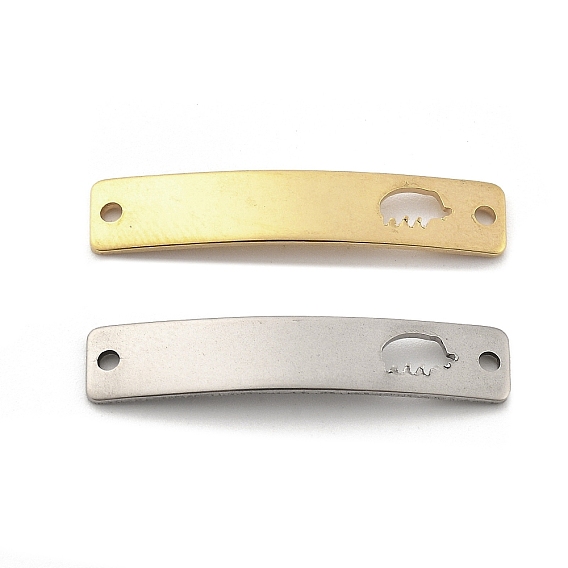 201 звенья / соединители из нержавеющей стали, изогнутый прямоугольник с полым животным, штамповка пустой метки