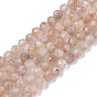 Natural Sunstone Beads Strands, Faceted, Round