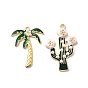 Подвески из сплава зеленой эмали, с пластиковыми жемчужными бусинами, кокосовая пальма/кактус, золотые