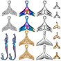 18Pcs 9 Style Eco-Friendly Brass and 304 Stainless Steel Charms, Tibetan Style Alloy Pendants, Fishtail and Mermaid