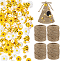 90 pièces 9 cabochons en résine opaque abeilles et fleurs, avec des rouleaux de corde de jute