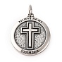 316 хирургические подвески из нержавеющей стали, с целью перехода в кольце, Плоская круглая подвеска с крестом и библейским стихом