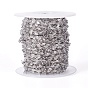 304 Stainless Steel Dapped Chains, Cable Chains, Soldered, with Spool, Flat Oval